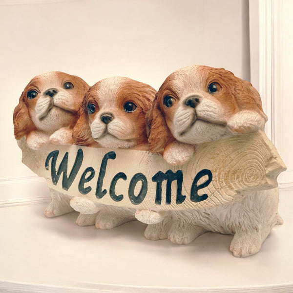 Three Little Puppies Welcome Sign Figurine – A Vintage Affair