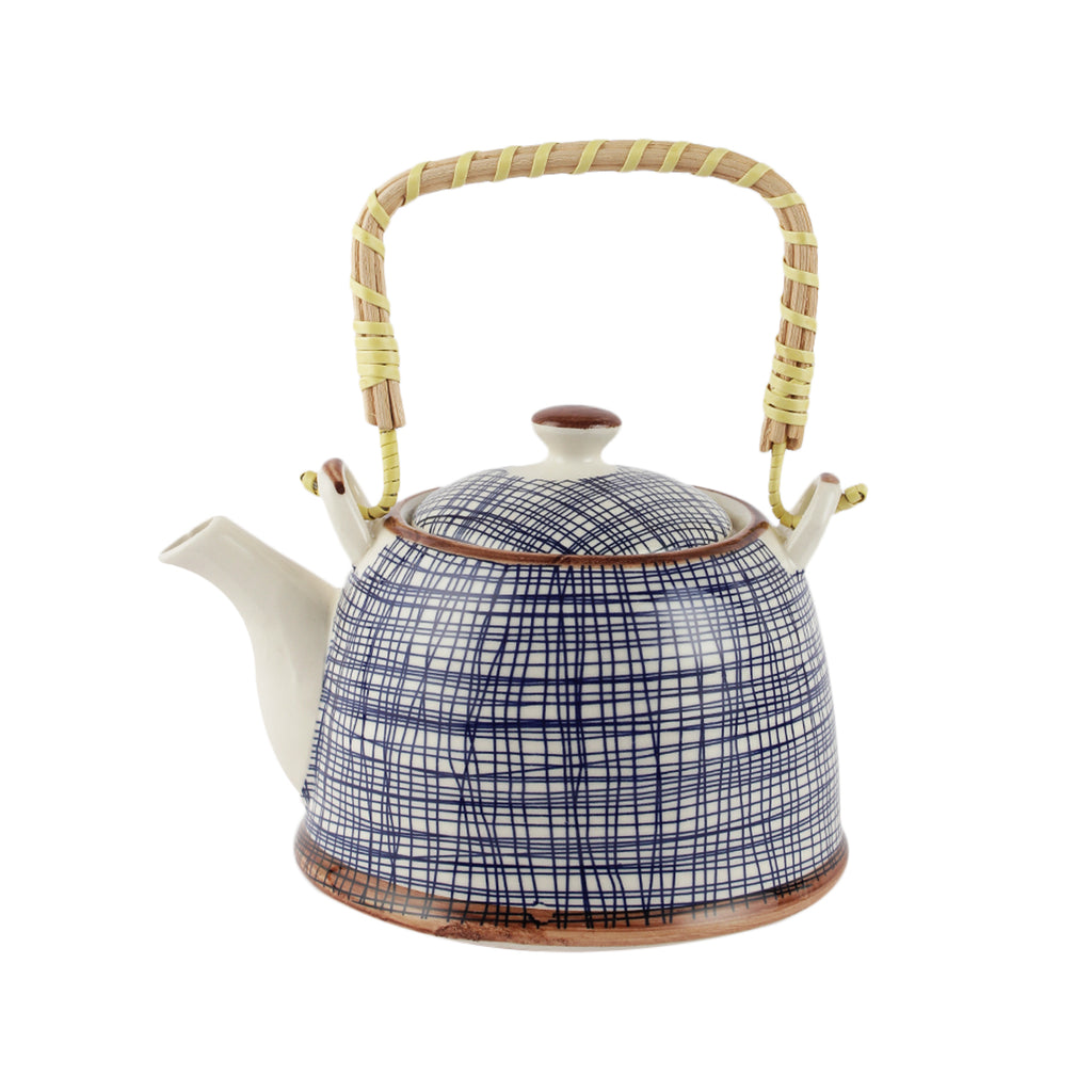 Blue Mesh Ceramic Tea Pot