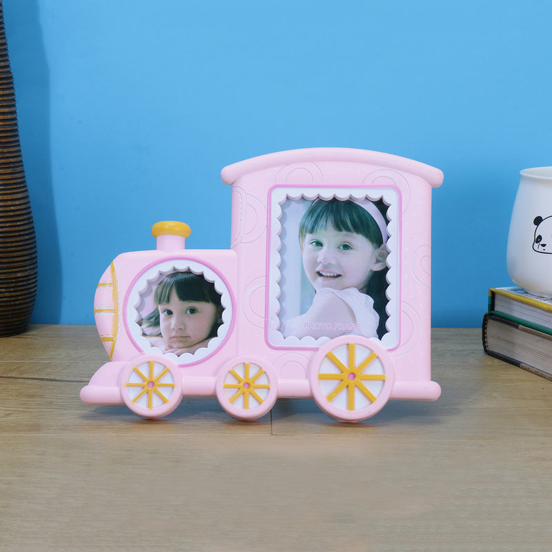 Cute Train 2-Photo Frame - Pink