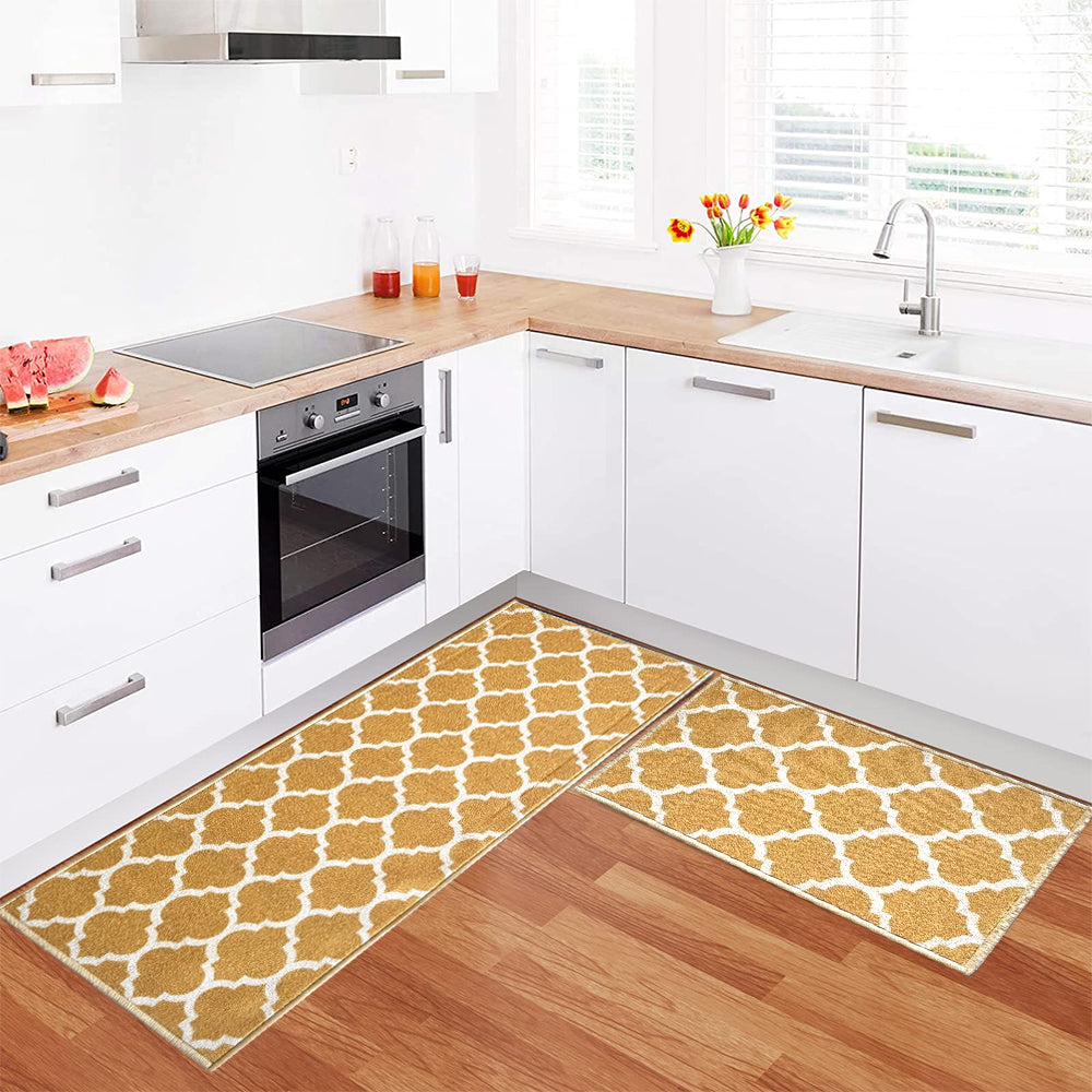 Islamic Trellis Floor Mats - Yellow and Beige