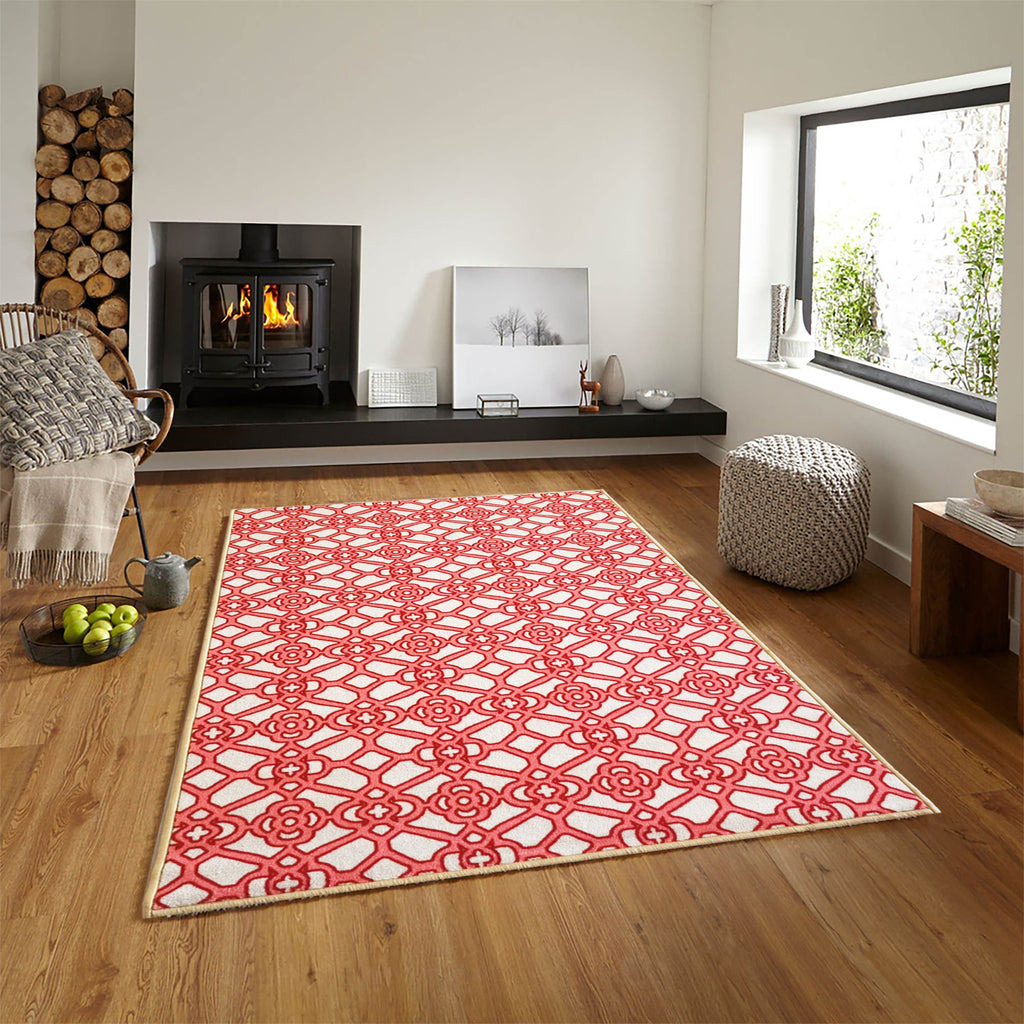 Trellis Interlace Rug - Red and Beige
