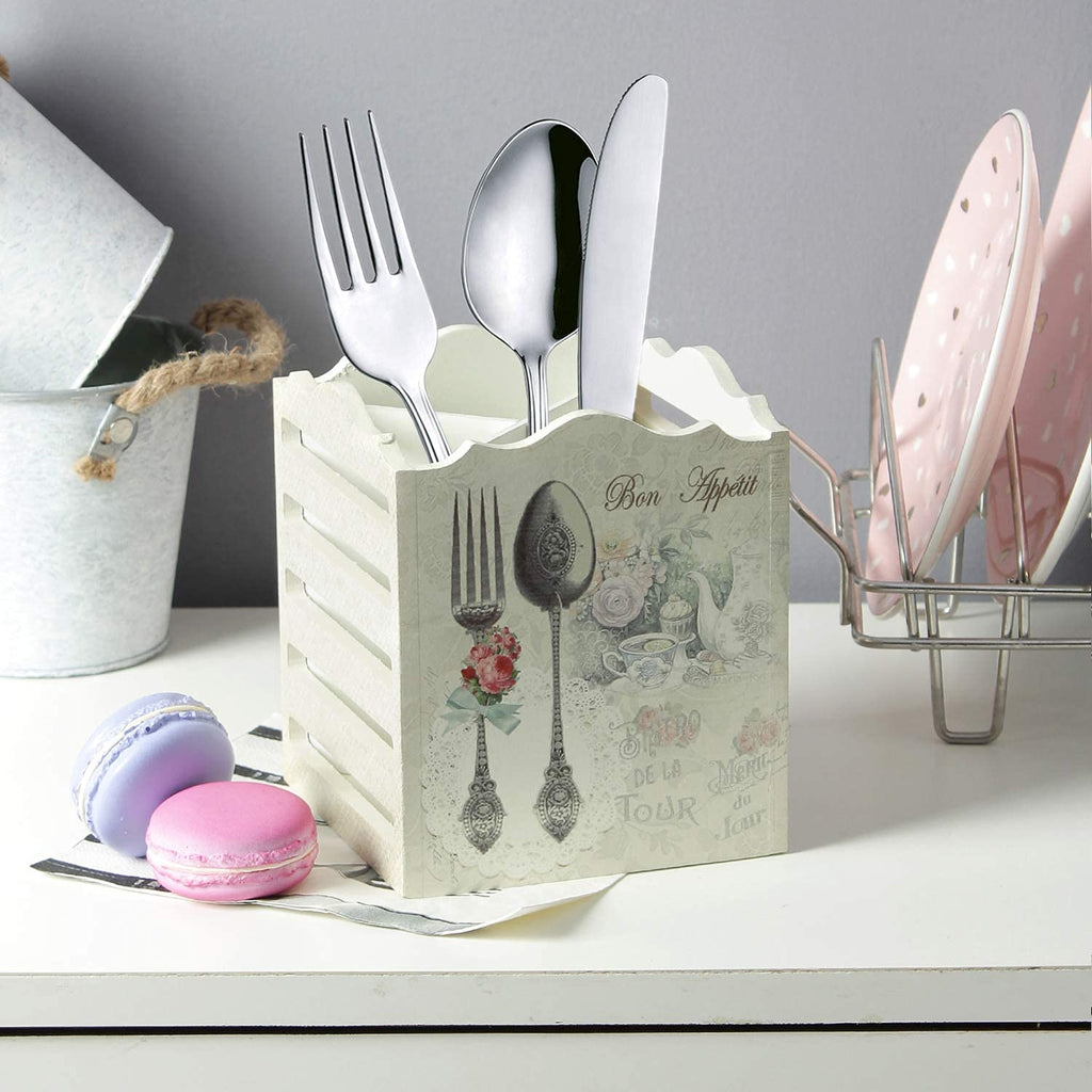 Square Vintage Spoon, Fork and Knives Organizer