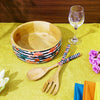 Tropical Flamingo Wooden Salad Bowl with Servers Set