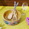 Tropical Flamingo Wooden Salad Bowl with Servers Set