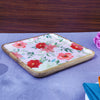 Vintage Floral Wooden Serving Platter - Square