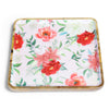 Vintage Floral Wooden Serving Platter - Square