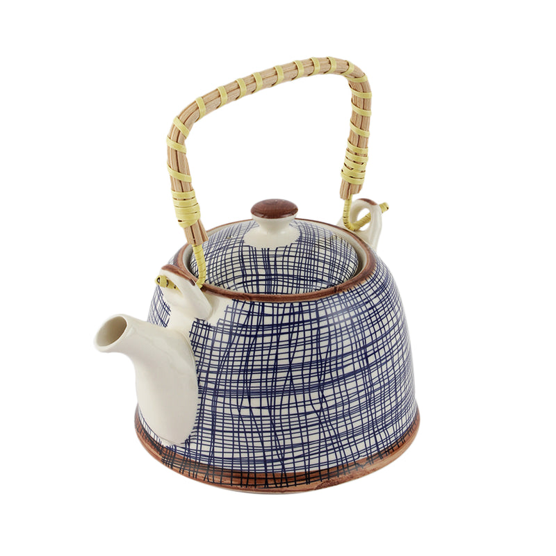 Blue Mesh Ceramic Tea Pot