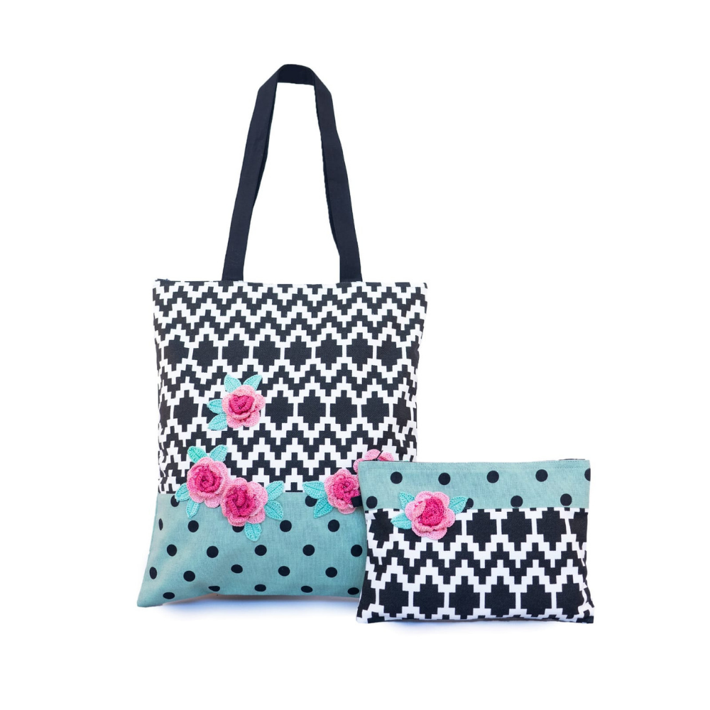 Floral Women's Tote Bag With Pouch - Green