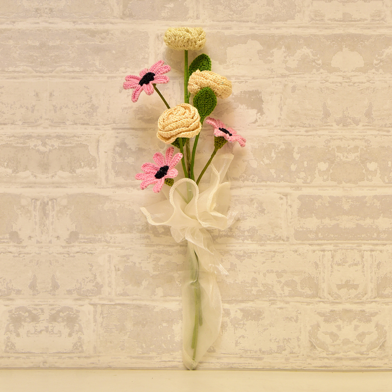 Handcrafted Crochet Rose & Daisy  Bouquet