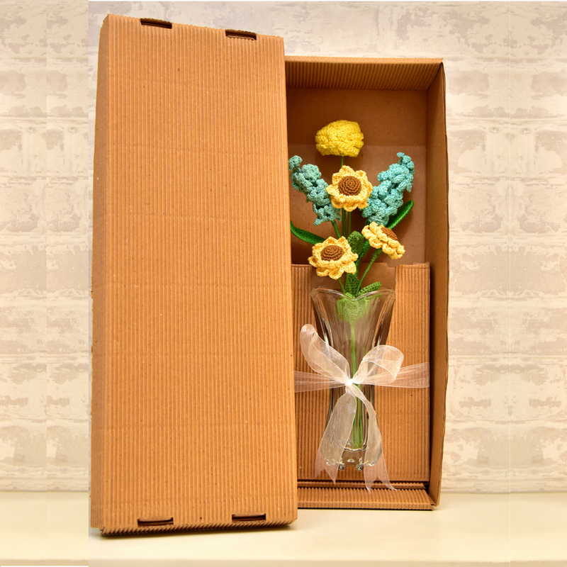 Handcrafted Crochet Sunflower & Hyacinth  Bouquet