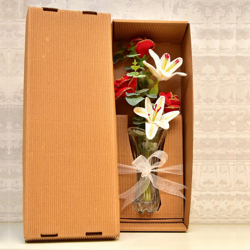 Handcrafted Crochet Lily & Rose  Bouquet