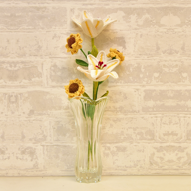 Handcrafted Crochet Lily & Sunflower Bouquet