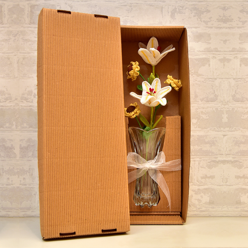 Handcrafted Crochet Lily & Sunflower Bouquet
