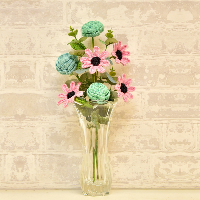 Handcrafted Crochet Daisy & Rose Bouquet