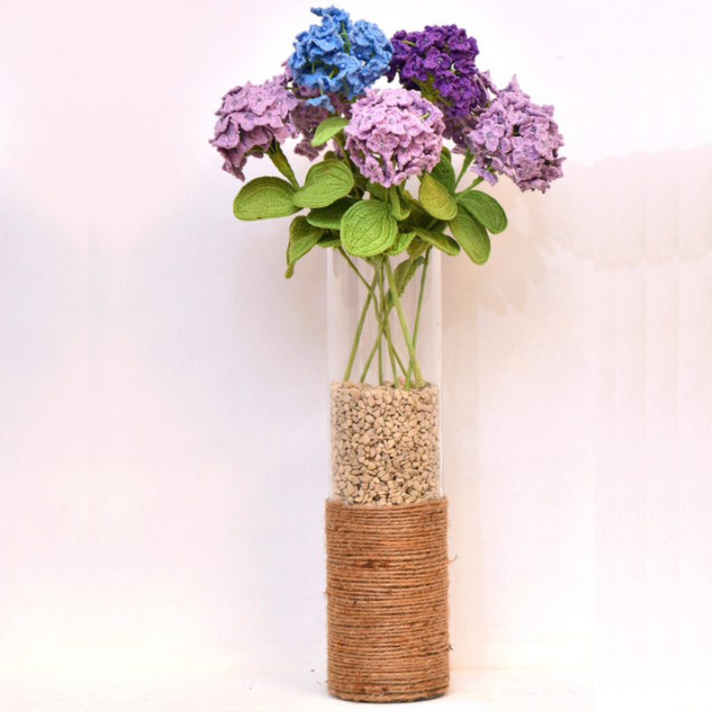 Handcrafted Crochet Hydranga Flowers - Light Purple, Dark Purple, Light Blue and Dark Blue