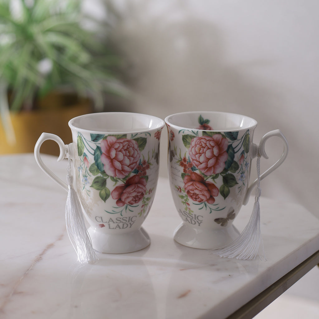 Vintage Botanical Garden Teacups (Set of 2)