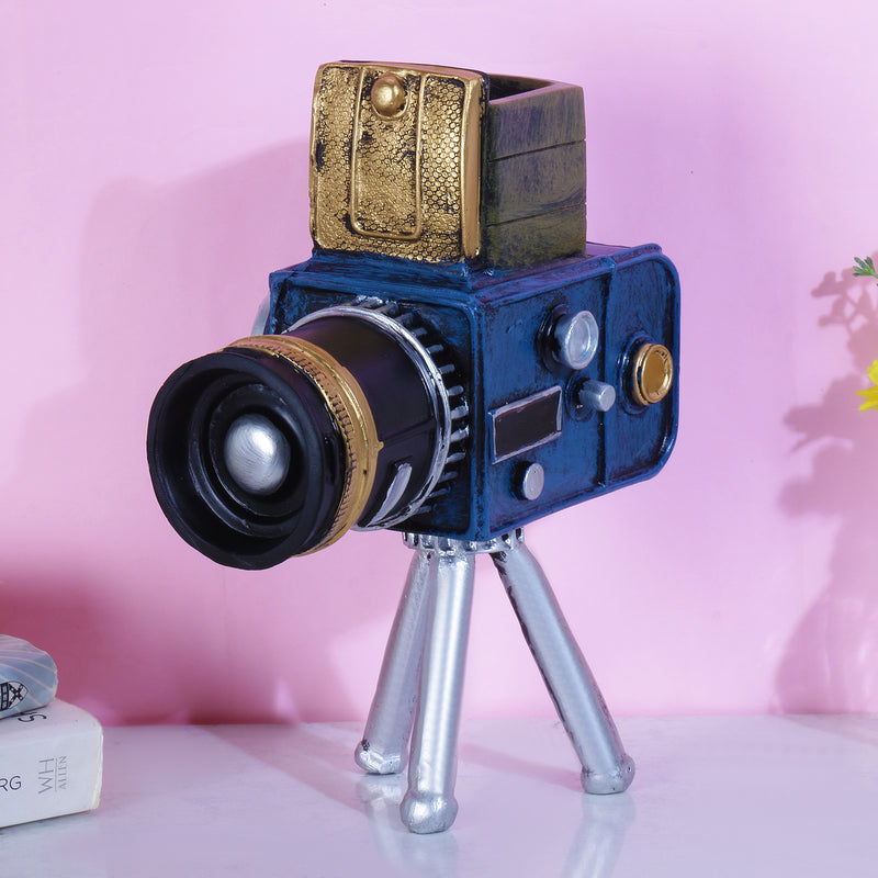 Vintage Tripod Camera Tabletop Accent - Blue