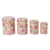 Long Floral Storage Tins - Pink (Set Of 4)