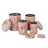 Long Floral Storage Tins - Pink (Set Of 4)