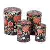 Long Floral Storage Tins - Black (Set Of 4)