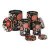 Long Floral Storage Tins - Black (Set Of 4)