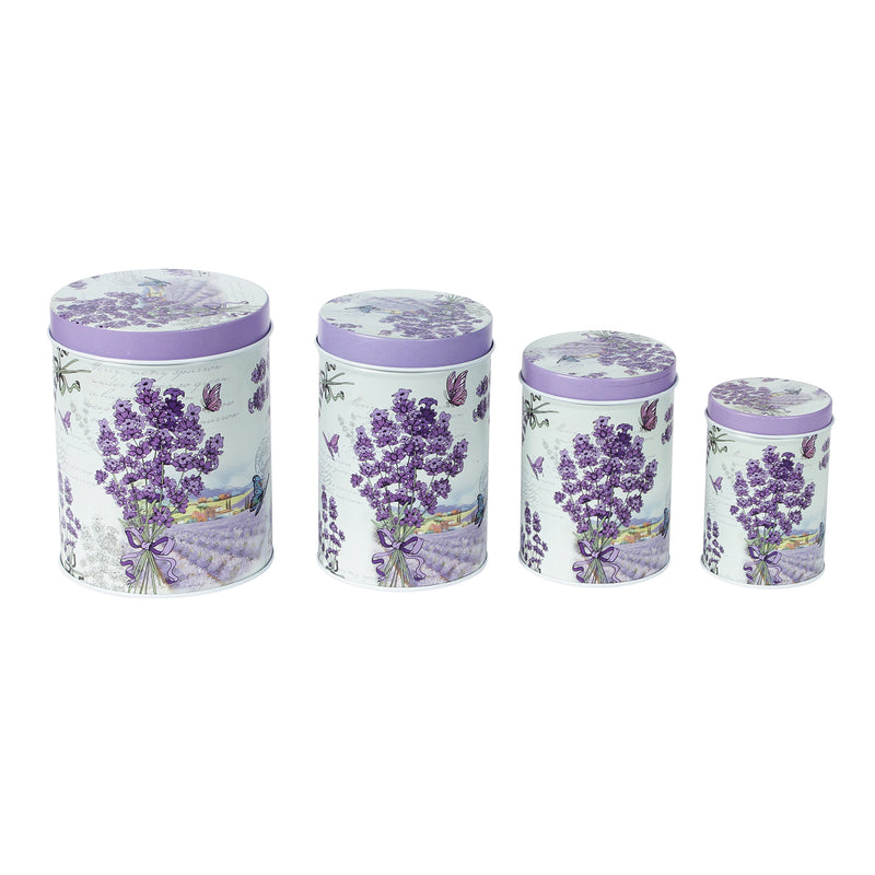 Long Dark Lavender Storage Tins (Set Of 4)