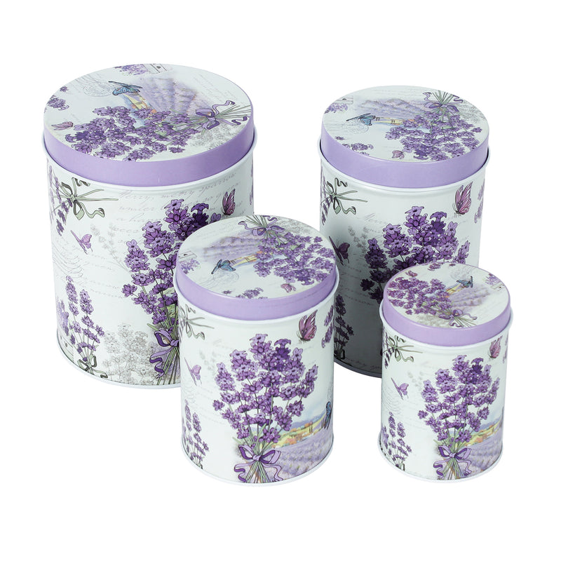 Long Dark Lavender Storage Tins (Set Of 4)