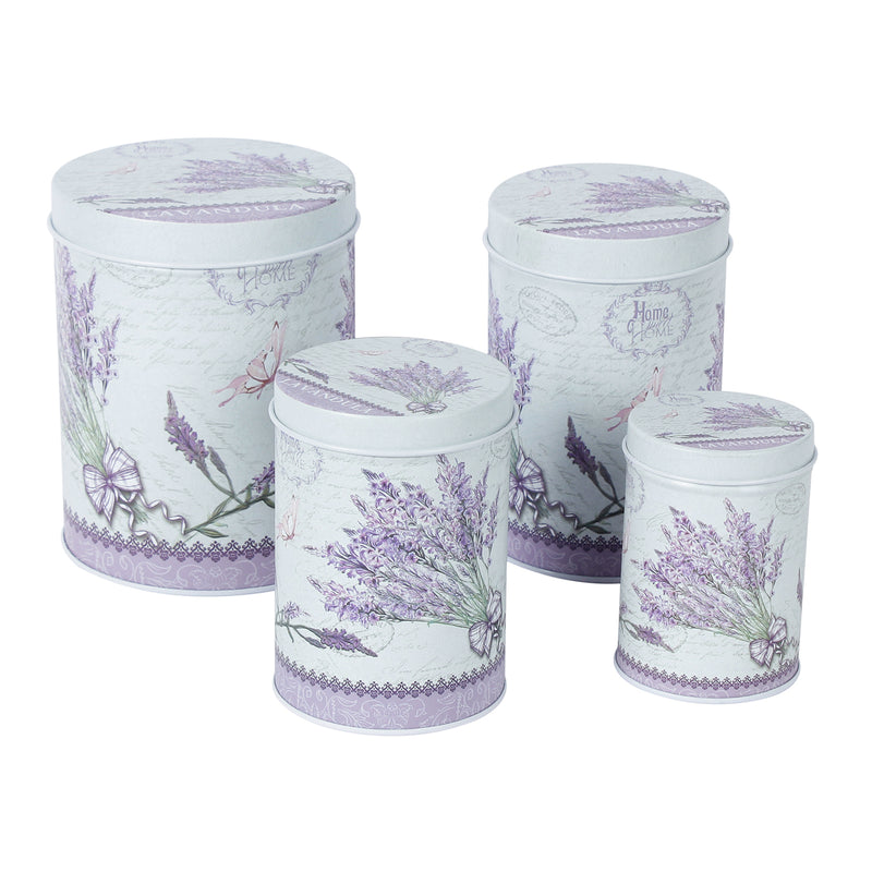 Long Light Lavender Storage Tins ( Set Of 4)