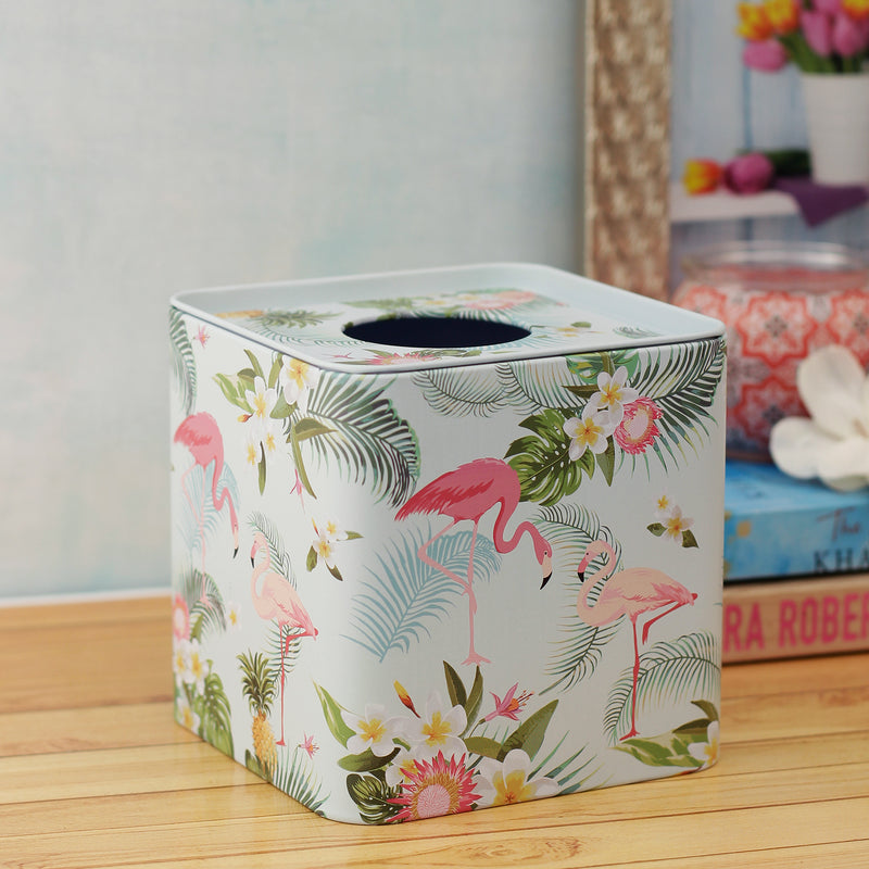 Forest Flamingo Tissue Box - Square