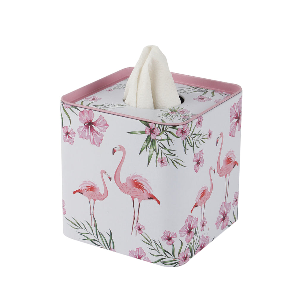 White Flamingo Tissue Box - Square