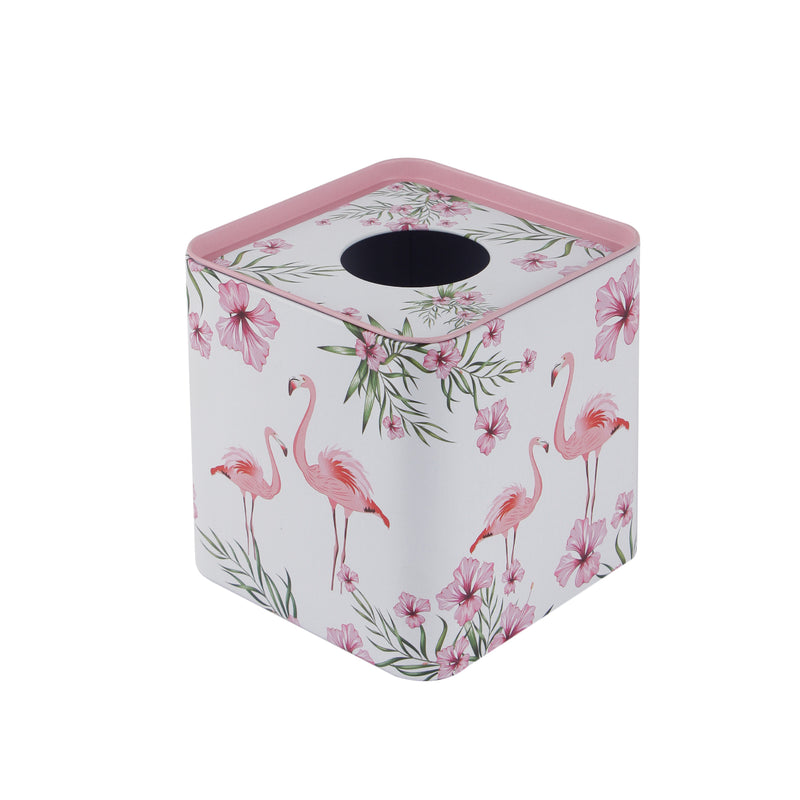 White Flamingo Tissue Box - Square