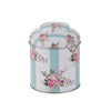 Floral Striped Metal Tin Canister