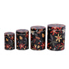 Long Dark Floral Storage Tins - Black (Set of 4)