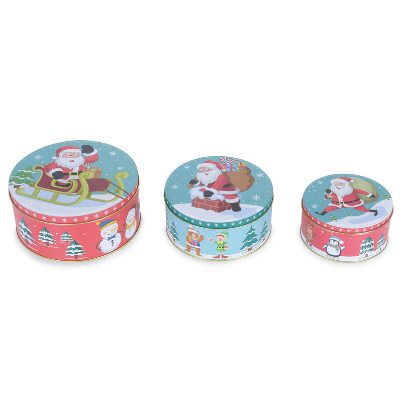 Santa Bringing Gifts Round Storage Box (Set of 3)