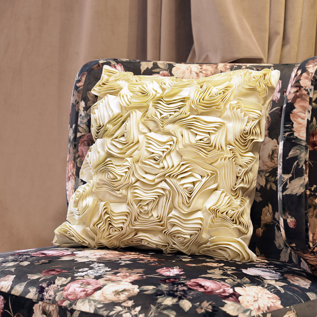 Ruffled Floral Cushion Cover