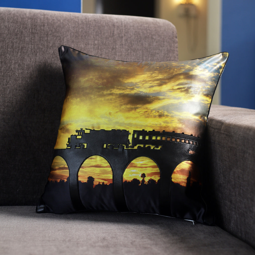 Sunset Train Cushion Cover
