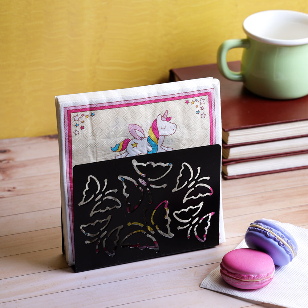 Butterfly Family Napkin Organizer - Black