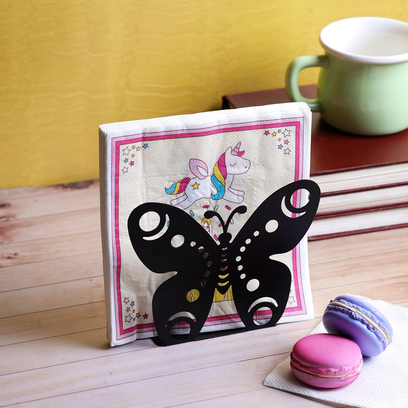 Blooming Butterfly Napkin Organizer - Black