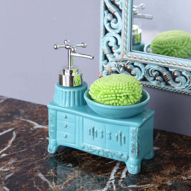 Blue Washbasin Soap Dispenser with sponge