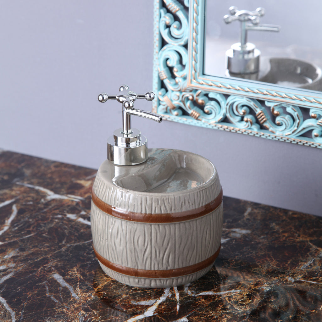 Grey Barrel Soap Dispenser