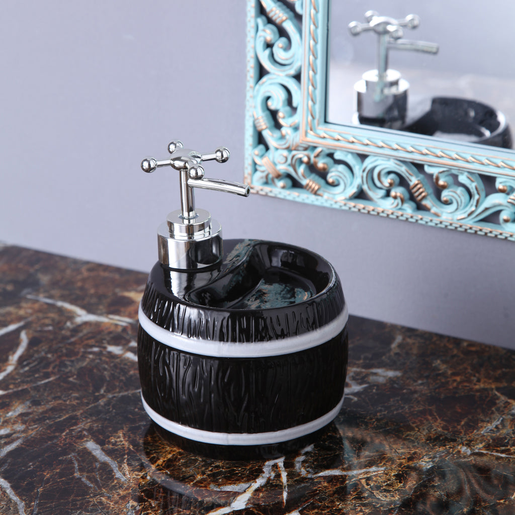 Black Barrel Soap Dispenser