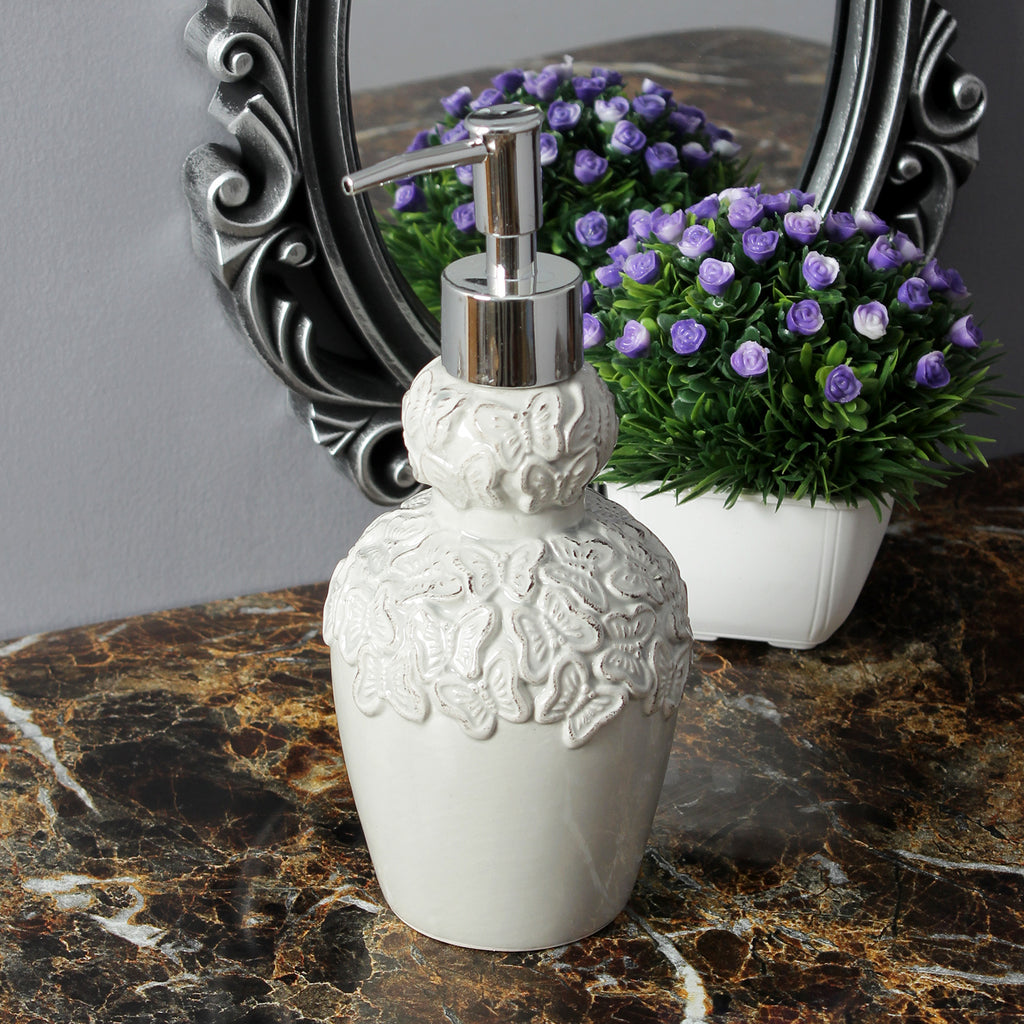 Vintage Butterfly Liquid Soap Dispenser- Grey