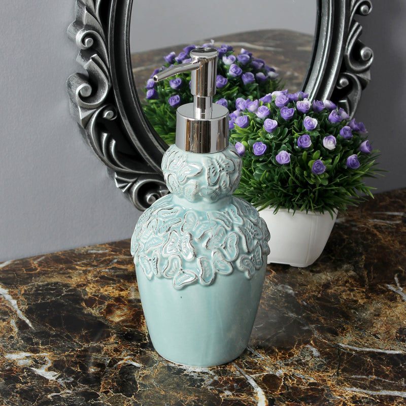 Vintage Butterfly Liquid Soap Dispenser- Turquoise