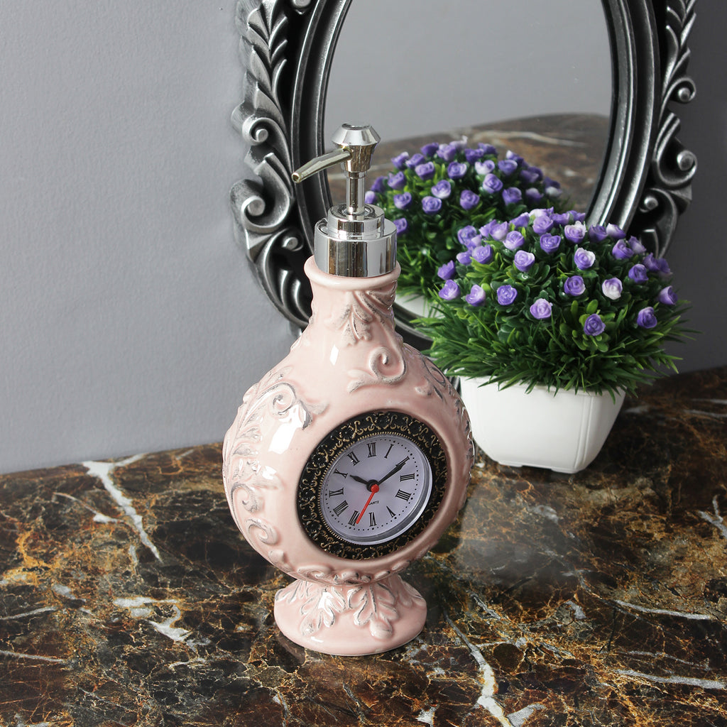 Vintage Clock Liquid Soap Dispenser- Pink