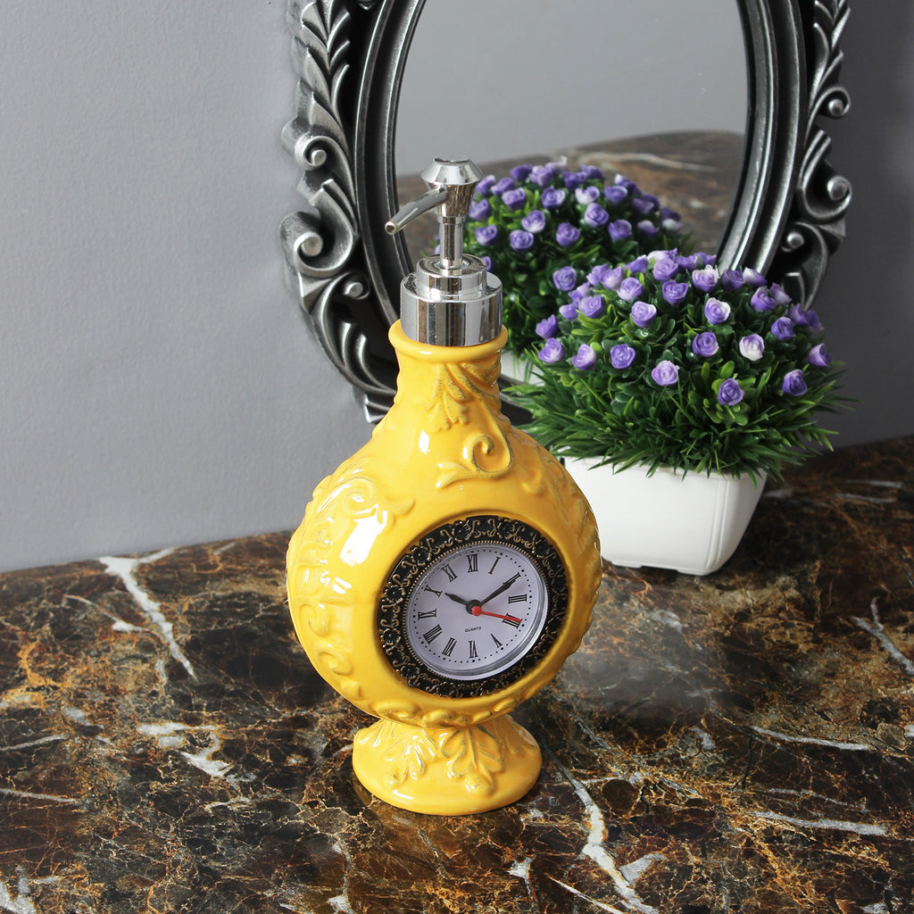 Vintage Clock Liquid Soap Dispenser - Yellow