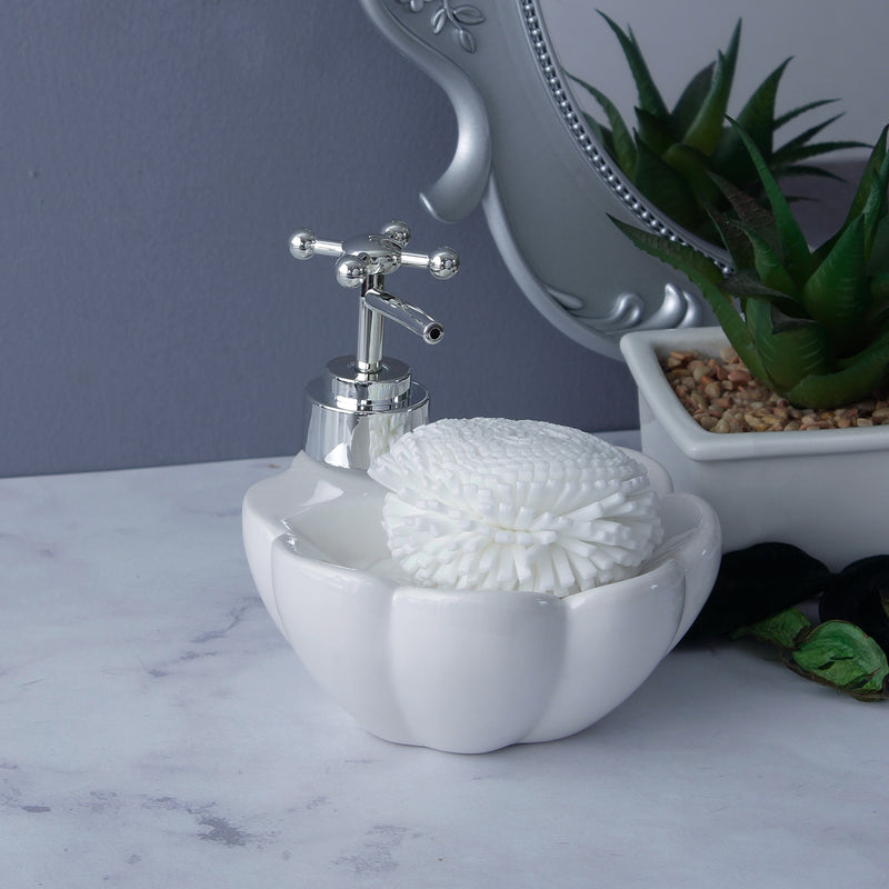 Lotus Soap Dispenser - Milky White