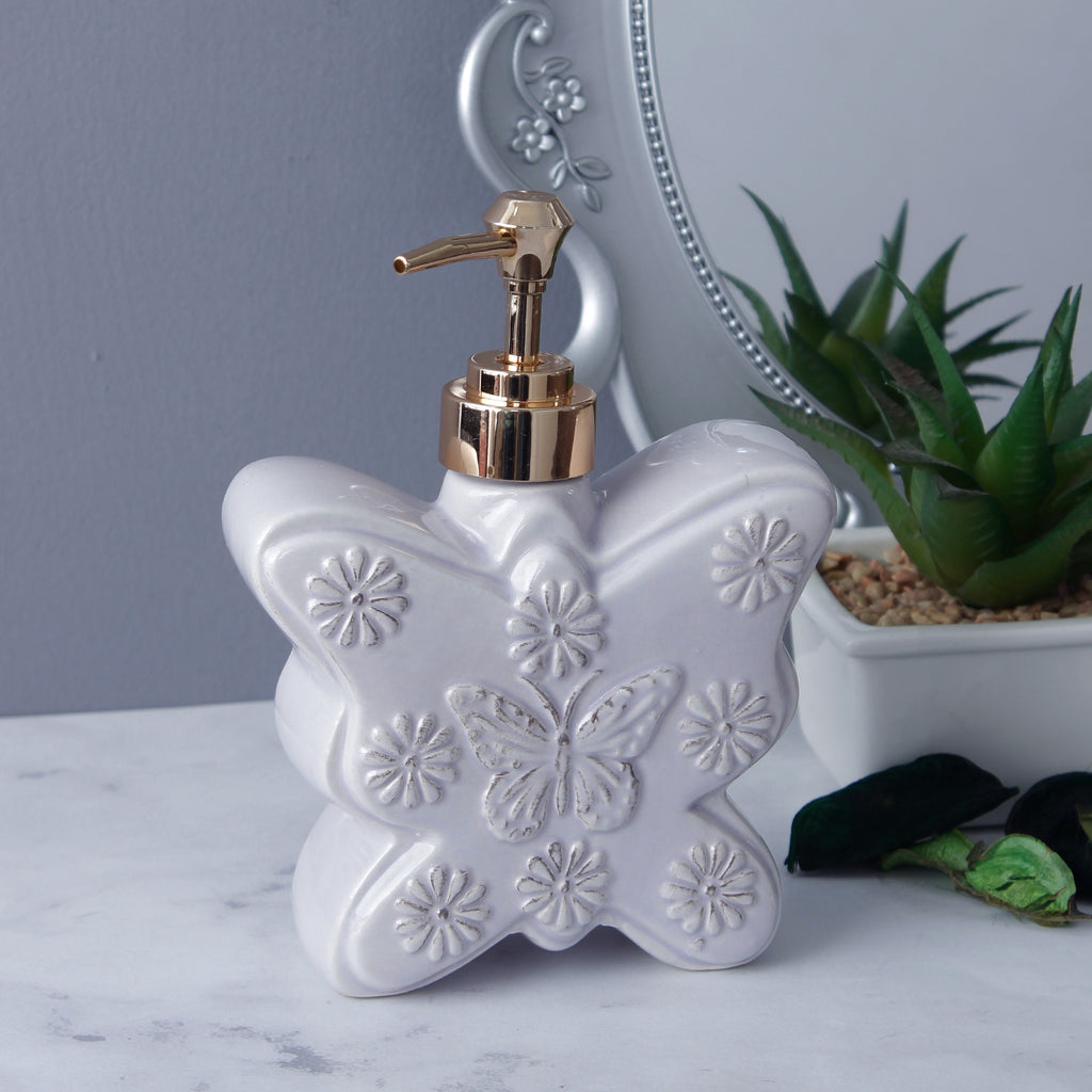 Large Butterfly Soap Dispenser - Milky White