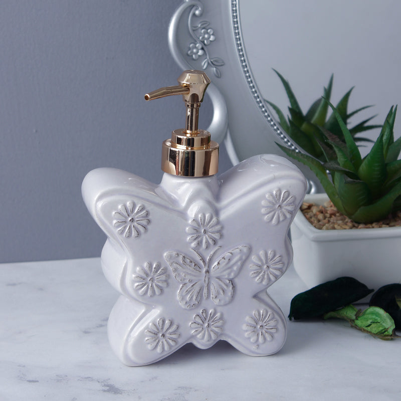 Large Butterfly Soap Dispenser - Milky White