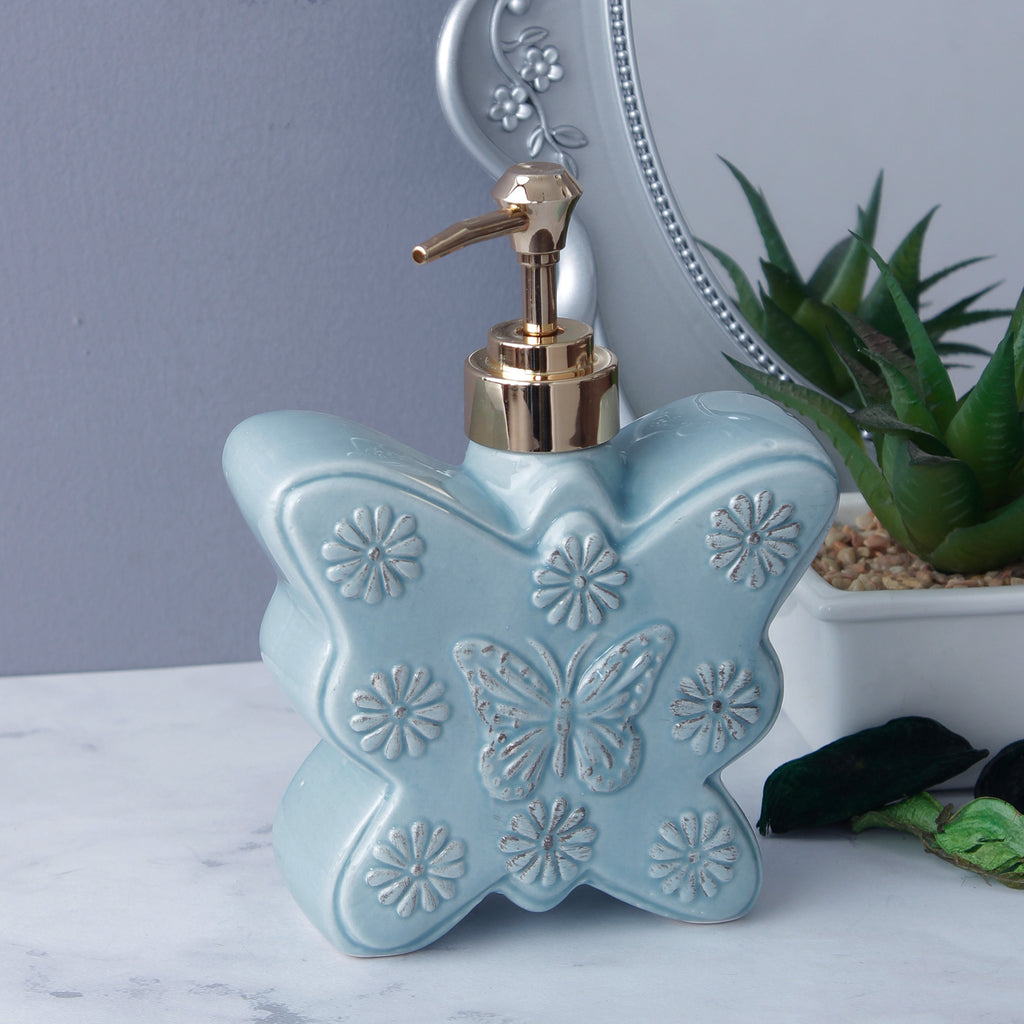 Large Butterfly Soap Dispenser - Turquoise Blue