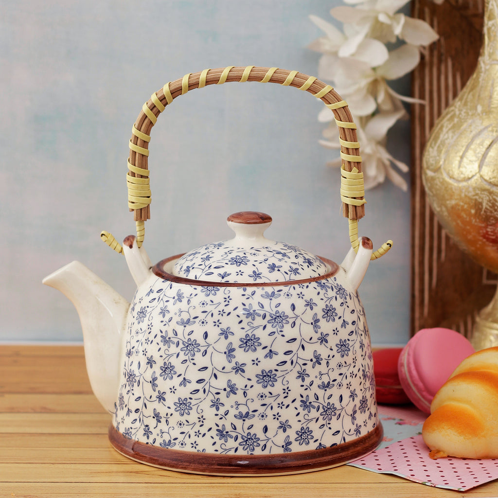 Blue Flora Ceramic Tea Pot